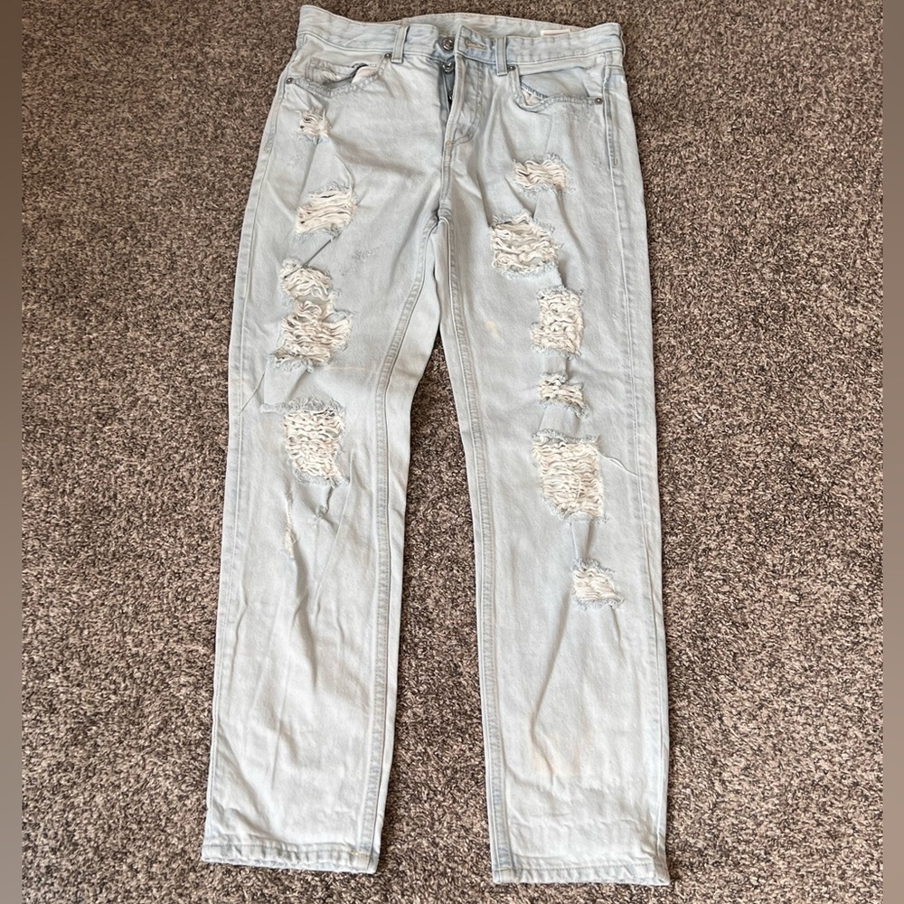 Light wash ripped boyfriend jeans
